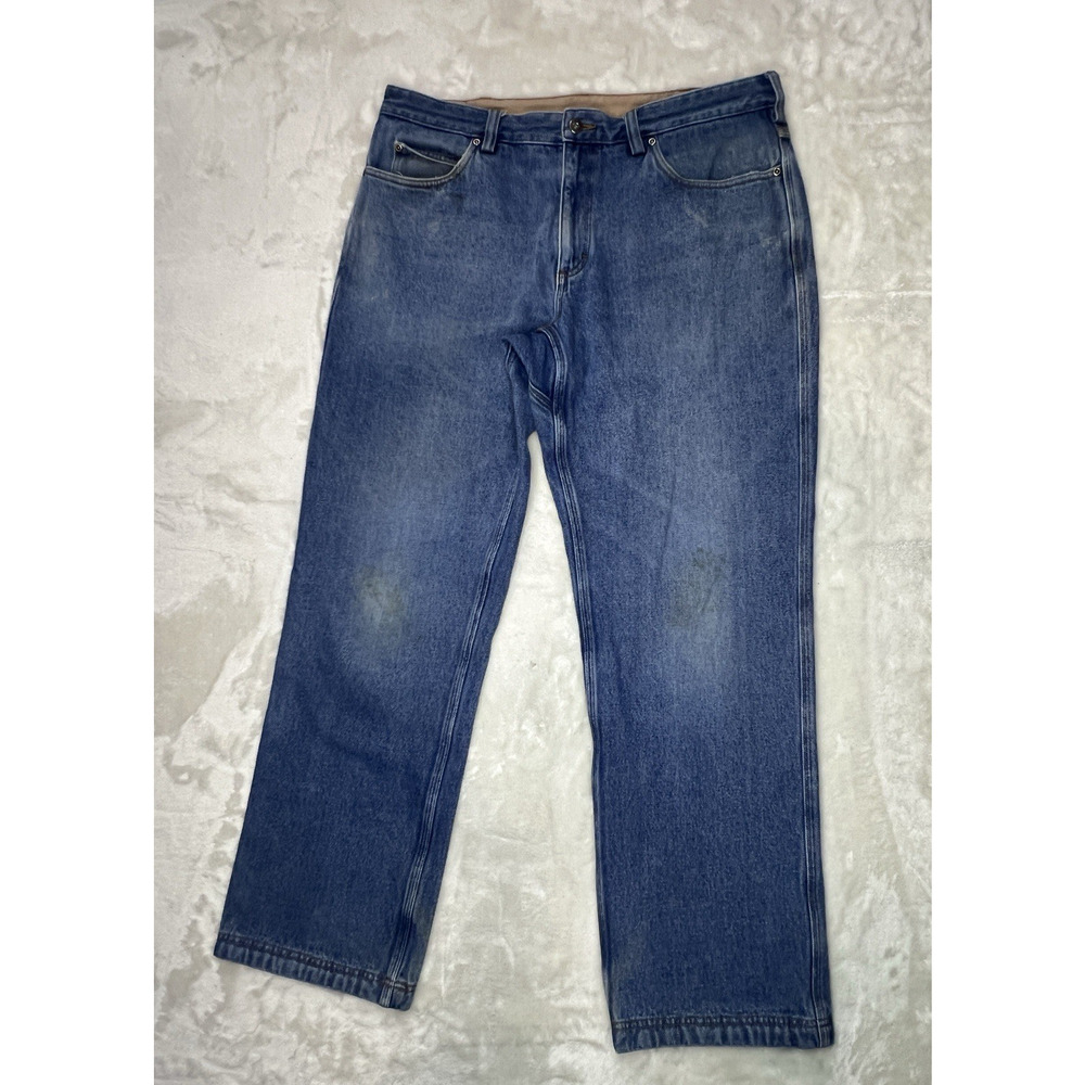 DuluthTrading Jeans Men's 38x32 Blue Flex Weekender Relaxed Fit Light Wash Denim